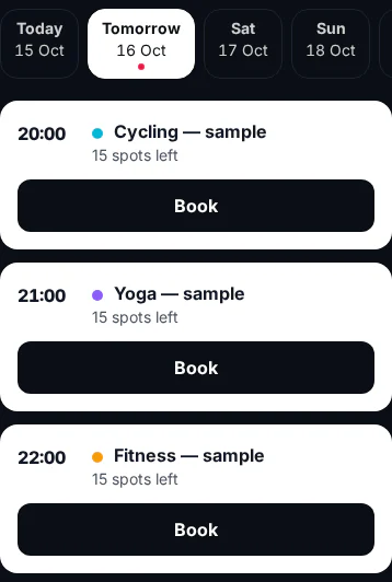 Classes interface with illustrative data
